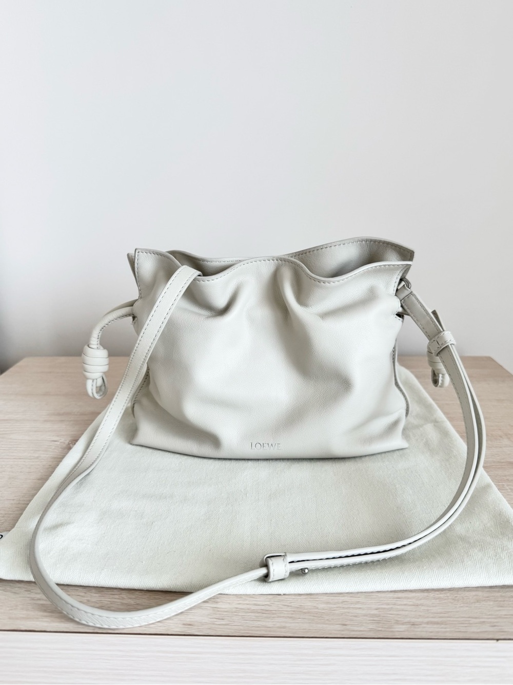 Loewe Mini Flamenco clutch in Sea Salt